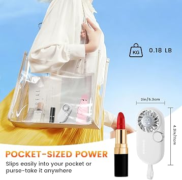 Small Portable Handheld Fan,5- Speeds Powerful Mini Personal Fan, Rechargeable Fans with Smart LED Display,Lightweigh, for Outdoor,Women Makeup, Kids,Summer Gifts for Girl & Women (White)