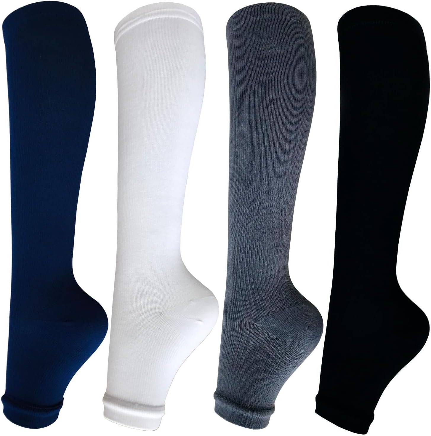 Open Toe Compression Socks for Women Men 15-20 mmHg 4 Pairs Toeless Footless Socks Compression