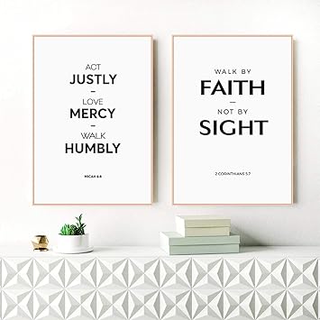 Amazon 聖書の一節引用キャンバスプリント壁アート 愛 慈悲クリスチャン聖書プリント白黒ポスター聖書の壁の装飾40x55cmx2pcsフレームレス ウォールステッカー オンライン通販