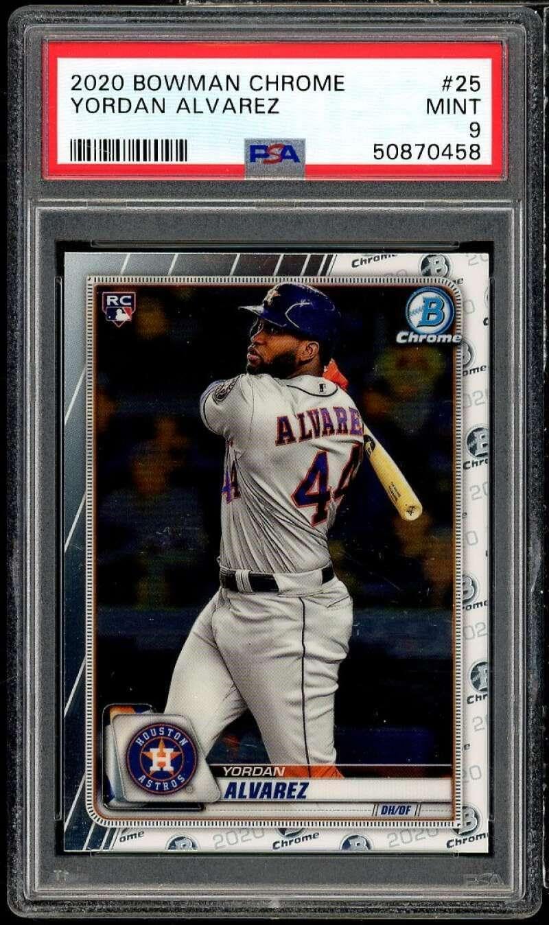 Yordan Alvarez Rookie Card 2020 Bowman Chrome #25 PSA 9 - Baseball Slabbed Rookie Cards