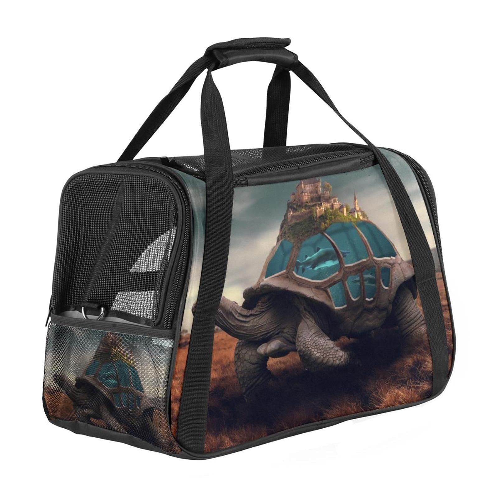 Sac de transport chat et chien homologué avion avec motif tortue