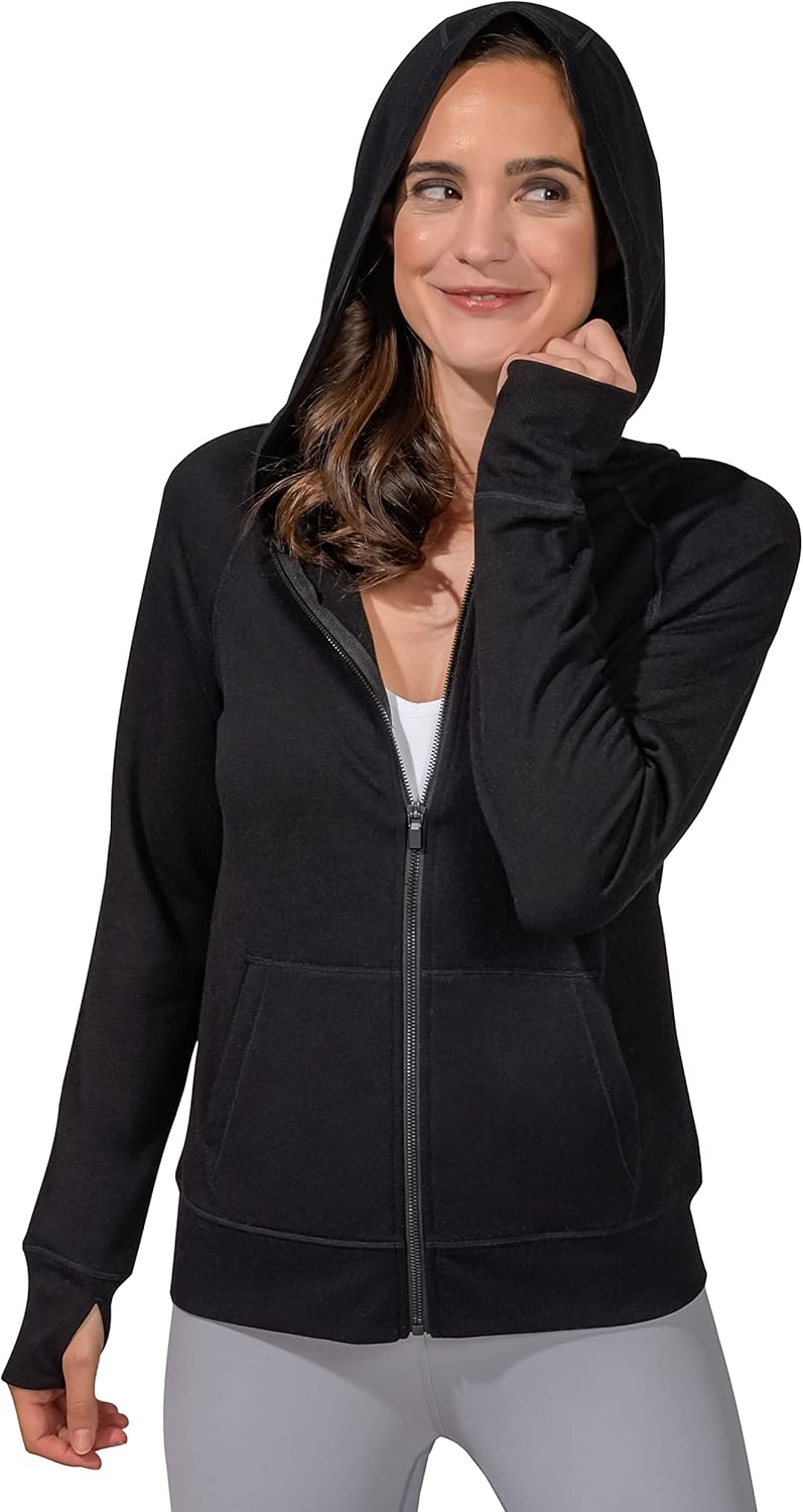 90 Degree By Reflex Womens Full-Zip Fleece Lined Hoodie Sweatshirt Jacket