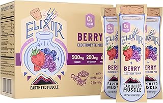 Elixir Berry Instant Hydration Electrolyte Packets Drink Mix – Zero Calorie, Sugar-Free, 30 Sticks Pack – Cure Electrolytes & Dehydration Relief