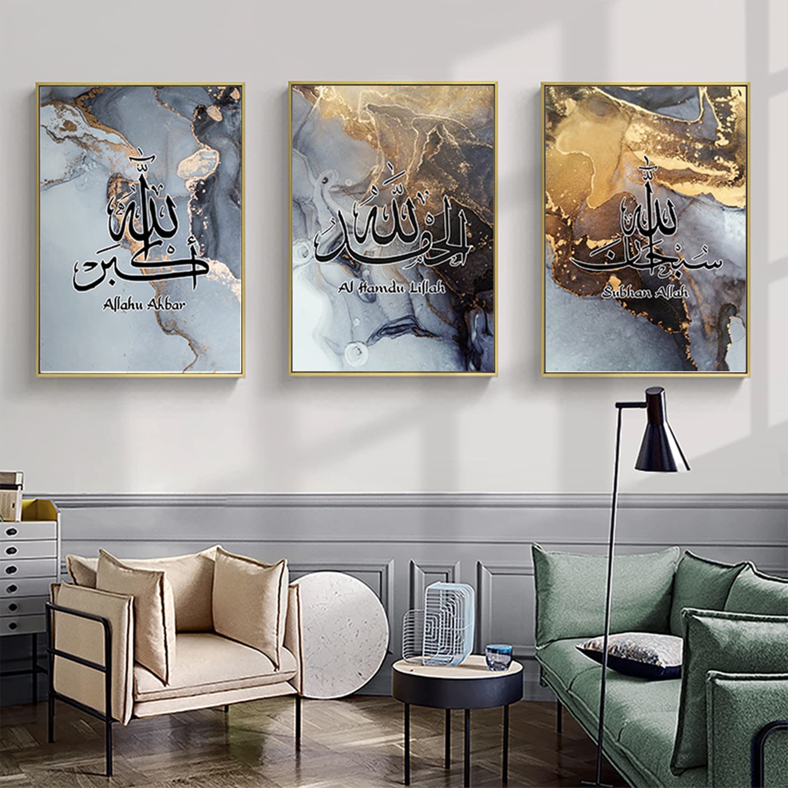 JNAOZI Canvas Abstract Luxury Fluid Art, Islamic Canvas Painting, Canvas Pictures in Various Formats