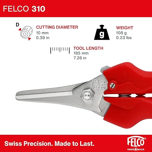 Miniatura 4 de Felco F310 Tijeras de podar  Cortadoras de jardín ligeras de 7.3 pulgadas para recortar y cosechar finos  Tijeras de podar para jardinería  Tijeras