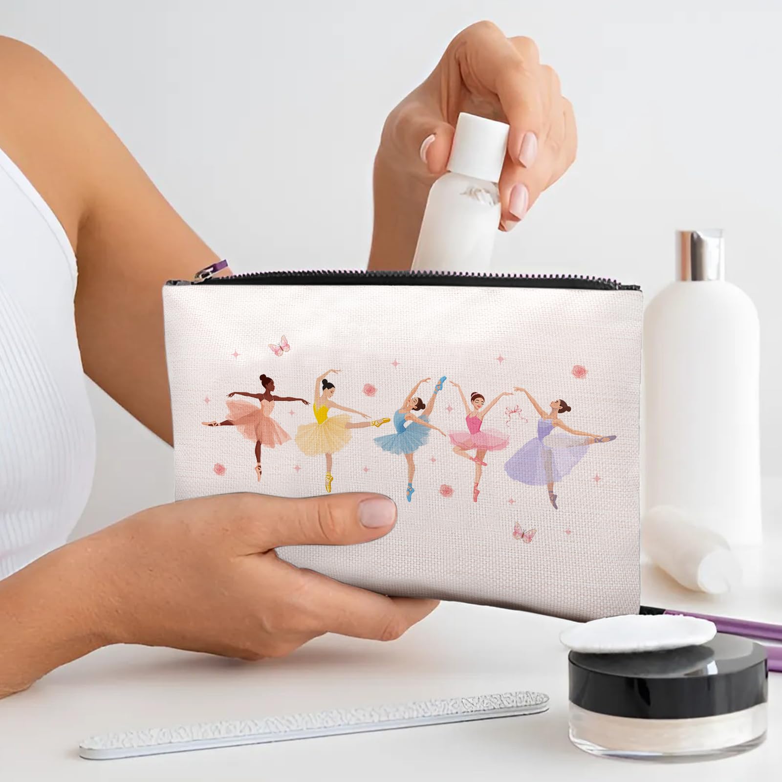 RTTLALUO Dance Makeup Bag, Dance Gifts For Women Girls Friends Dancer, Dancing Makeup Pouch, Travel Toiletry Bag With Zipper, Birthday Anniversary Christmas Gifts For Dancer Women