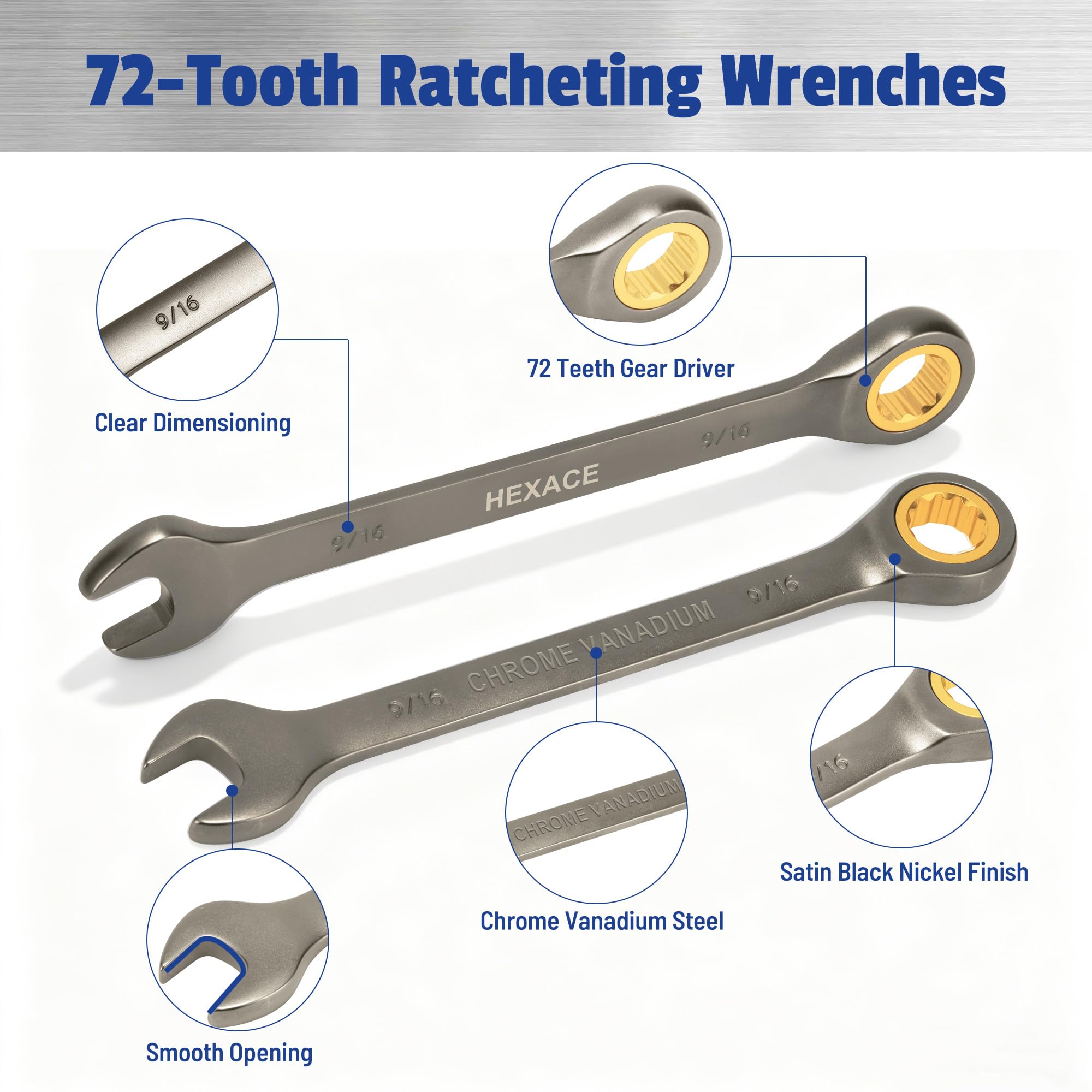 Hexace 22-Piece Ratcheting Wrench Set -3 Hexace 22-Piece Ratcheting Wrench Set -3