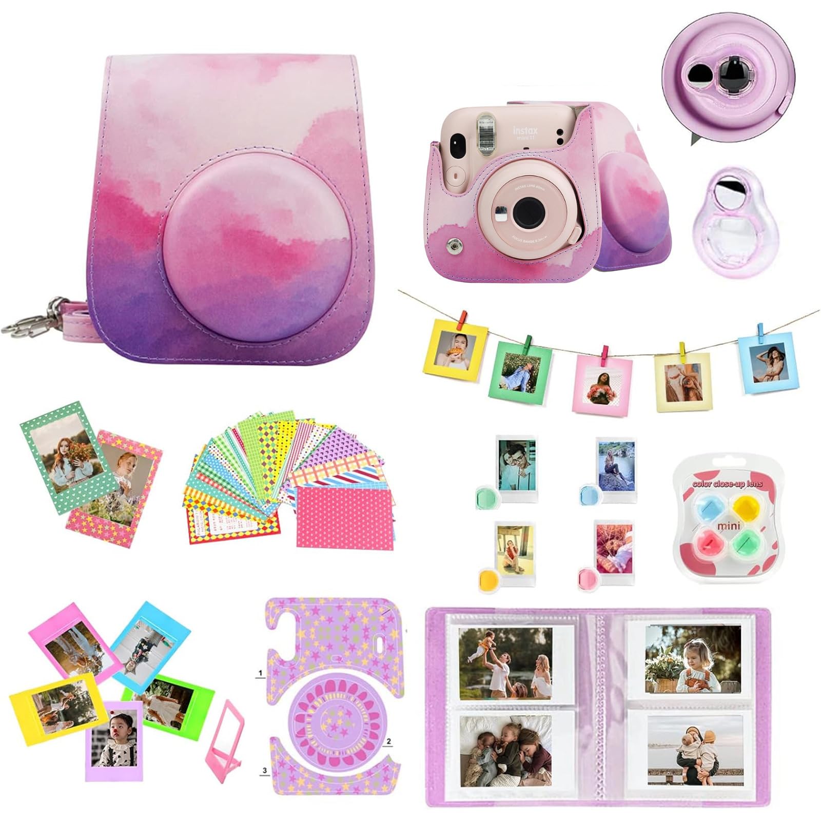 WOGOZAN Mini 11 Accessories for Fujifilm Instax Mini 11 Instant Camera Include Case, Color Filters, Photo Album, 2x3 Frames, Selfie Lens and Stickers
