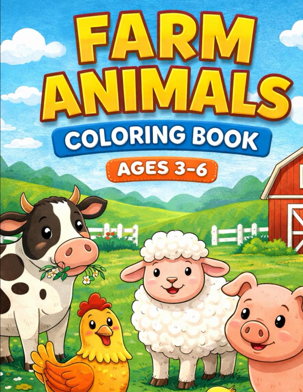 Cute Farm Animals Coloring Book for Kids: Cute Farm Animals with Big Simple Pictures for Kids
