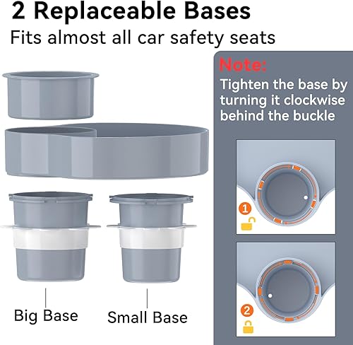 Miniatura 6 de Paquete de 2 Bandeja de asiento de automóvil para niños, bandeja de viaje con portavasos para bebés pequeños, organizador de alimentos para asiento
