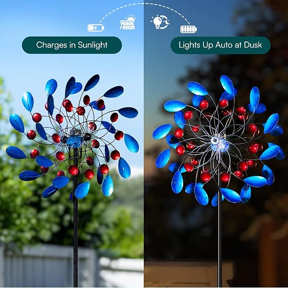 Solar Blue Wind Spinner and Peacock Wind Spinner