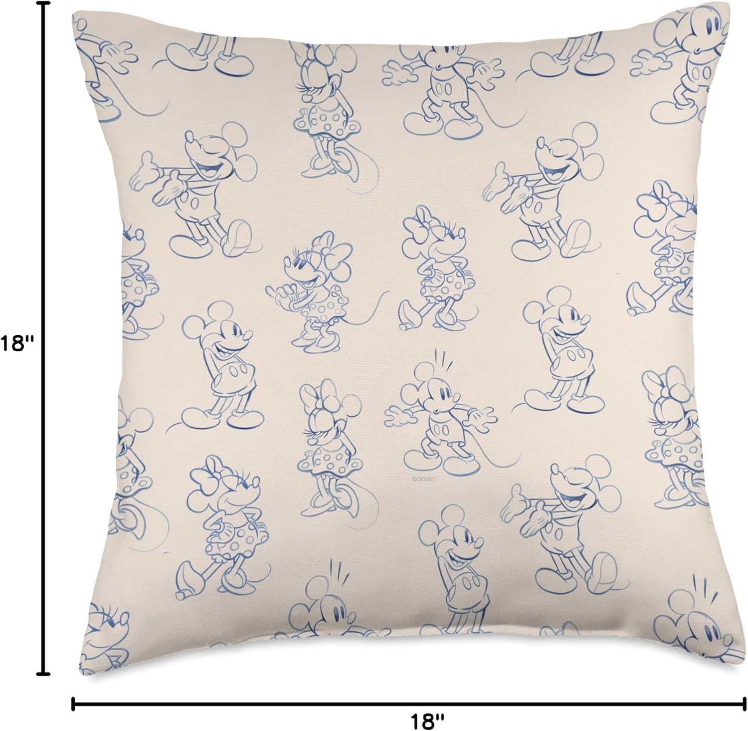 Disney Mickey and Minnie Mouse Retro Vintage Art Reactions Throw Pillow