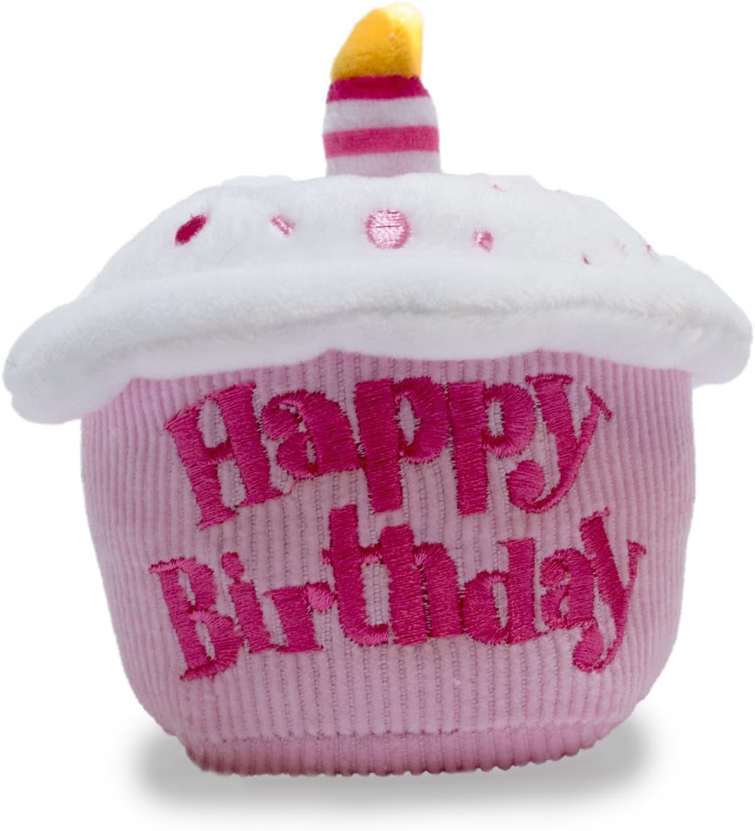 Cuddle Barn Birthday Cupcake Squeezer Lights Up and Plays Happy Birthday When Squeezed (Pink)