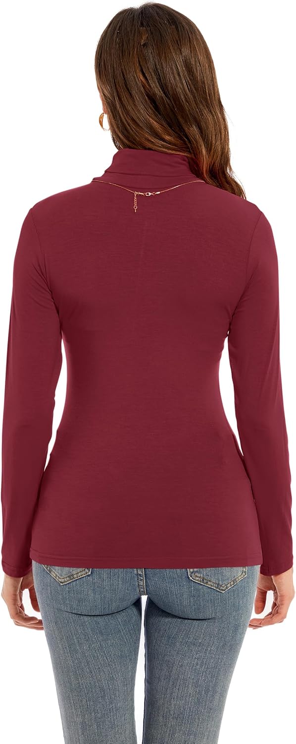 Womens Long Sleeve Turtleneck T-Shirts Casual Lightweight Slim Fit Cozy Base Layer Top