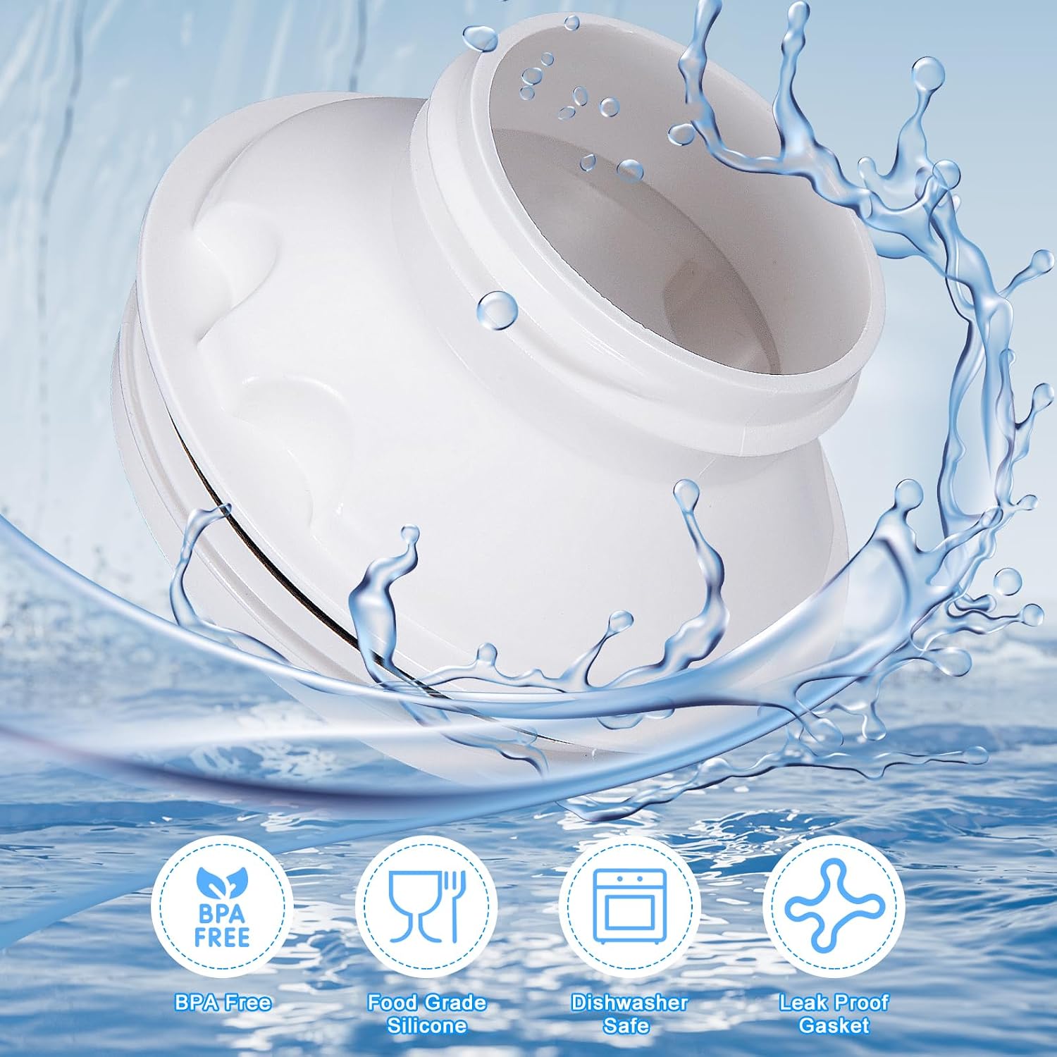 Water Bottle Adapter for Stanley 40oz Quencher Tumbler to Cirkul, Lid Cap Converter Accessories, BPA Free Plastic, Food Grade Silicone Gasket Leakproof (for 40oz-White-2Pcs) image 3