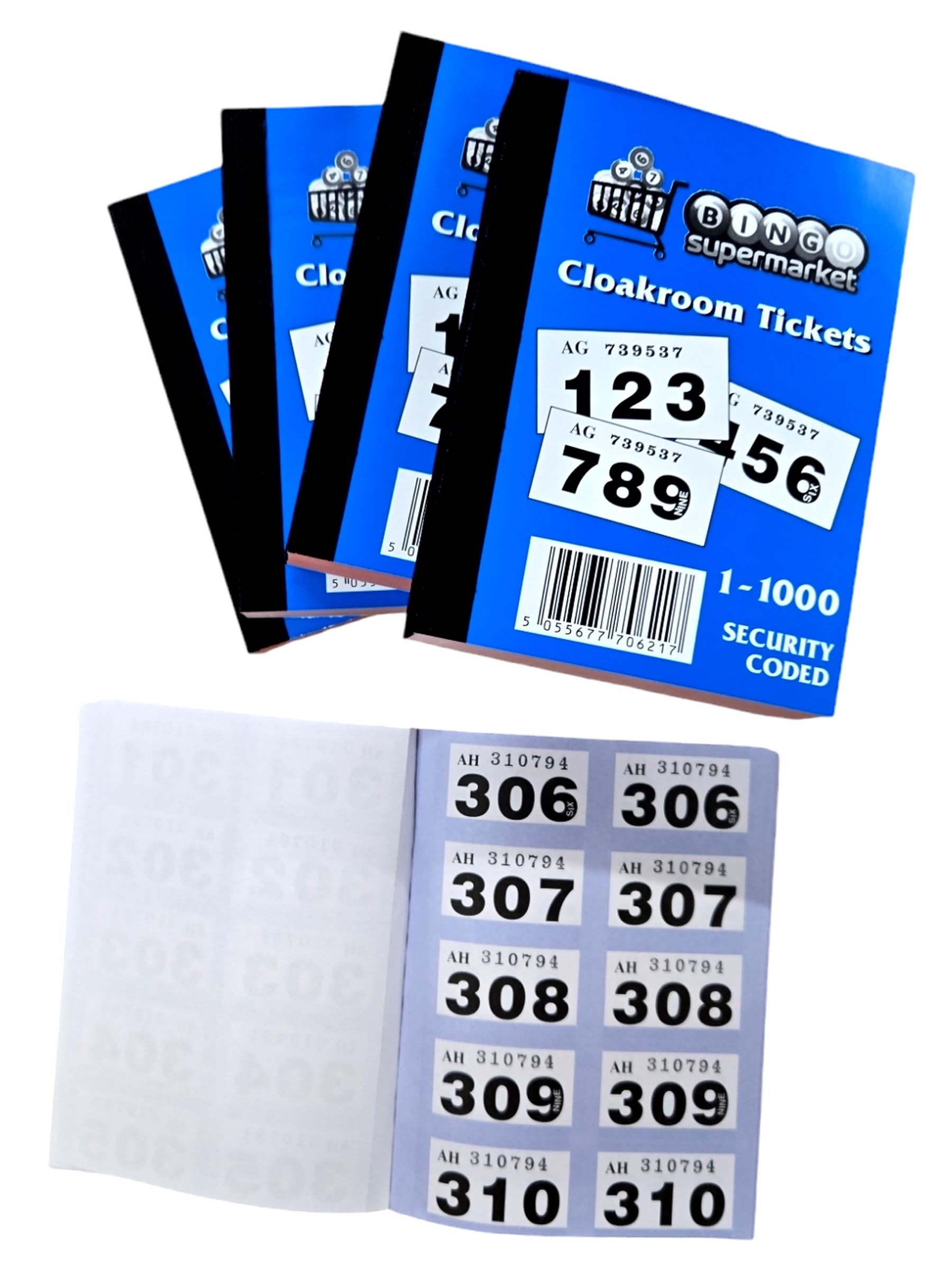 Bingosupermarket Raffle Tickets, 1-1000 Cloakroom, Pack of 5 (Lilac)