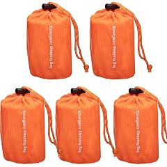 NovaMedic Emergency Sleeping Bag 5 Pack 84x36 Thermal Mylar Survival Bivy Sack Waterproof Lightweight Compact Emergency Blanket for