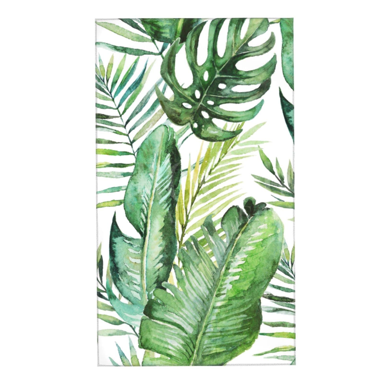 COVASA Palm Hand Towels for Bathroom Set of 2 Tropical Palm Leaves Jungle Fern Floral Soft Absorbent Small Bath Towel Decorative Kitchen Dish Guest