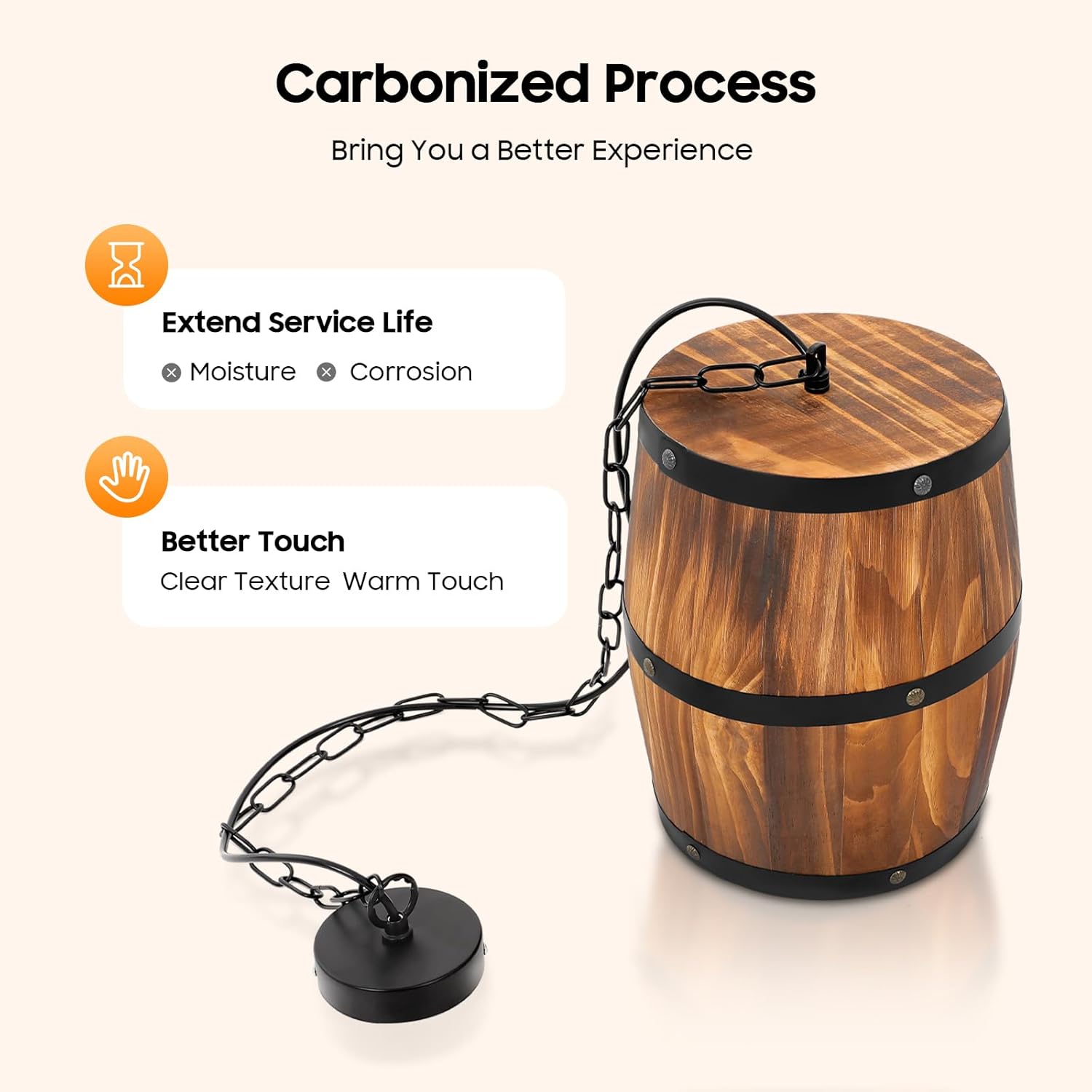 Industrial Rustic Wood Pendant Light Wood Wine Barrel Hanging Fixture Pendant Lighting Suitable for Bar Cafe Lights Ceiling Restaurant Barrel Lamp