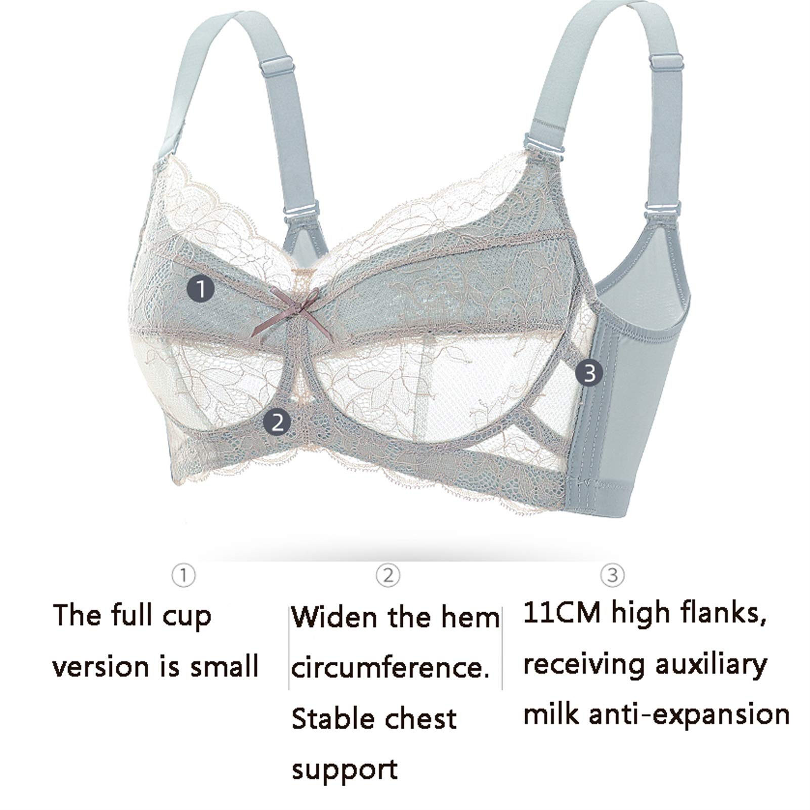 Reggiseno trasparente per donna, senza fili Full Figura Reggiseni in pizzo, Plus Size Copertura completa senza imbottitura in pizzo mesh biancheria intima