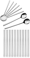 Vista 1 de 8 cucharas coreanas de acero inoxidable + 10 pares de palillos de acero inoxidable