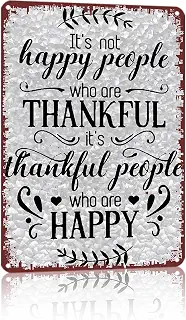 Retro Blessed Content Tin Sign for Atrium Solarium 8 X 12 in | rust resistant great gift for grateful hearts