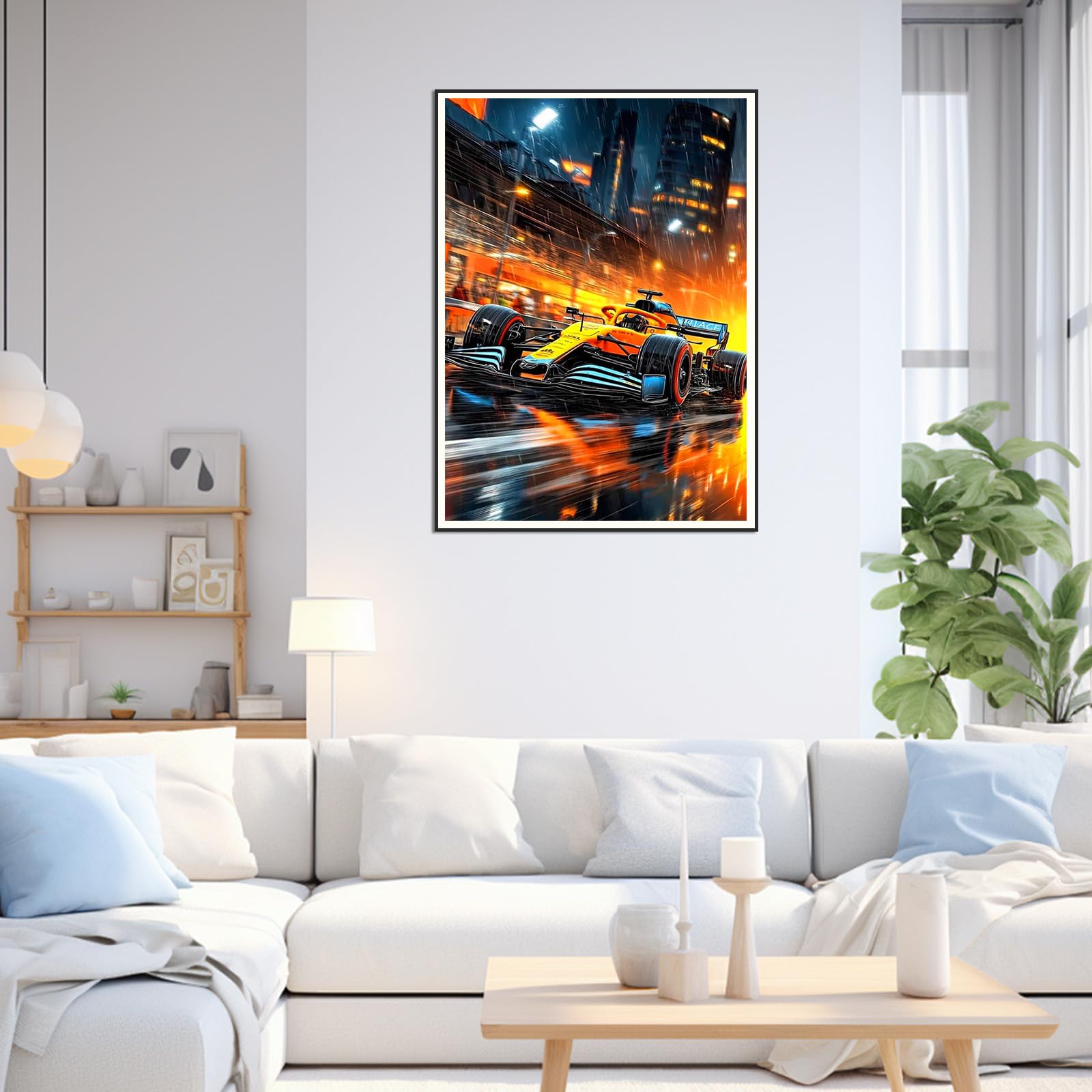CEOVR Car Diamond Painting Kits Adults,Racing Car Diamond Painting Art Kits,30x40cm,5D Gem Art Craft Set, orange yellow black, 30x40 cm - Image 2