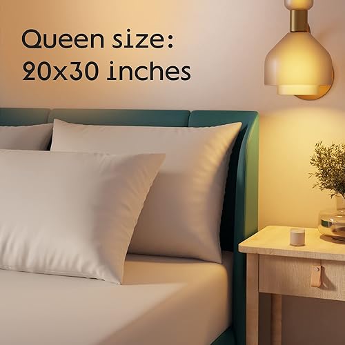 Miniatura 6 de Niagara - Paquete de 4 protectores de almohada Queen con cremallera, mezcla de satén de algodón de alta calidad, tejido apretado, probado en
