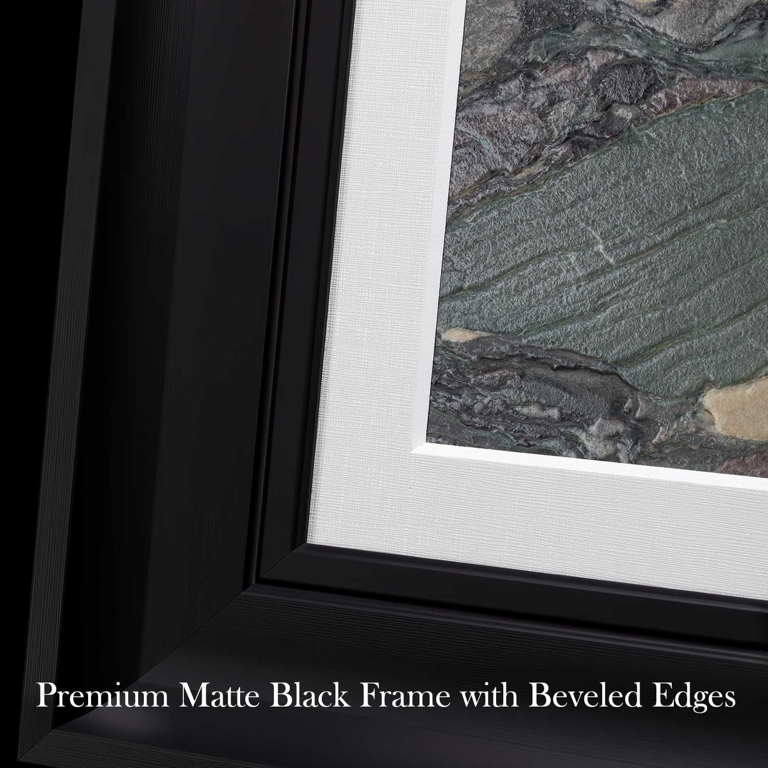 Natural Marble Decorative Wall Art Home Decor for Living Room Abstract Stone Painting Bedroom Aesthetic Office Farmhouse Fall Heavy Texture Picture Framed 14x14 inch Four Seasons Green