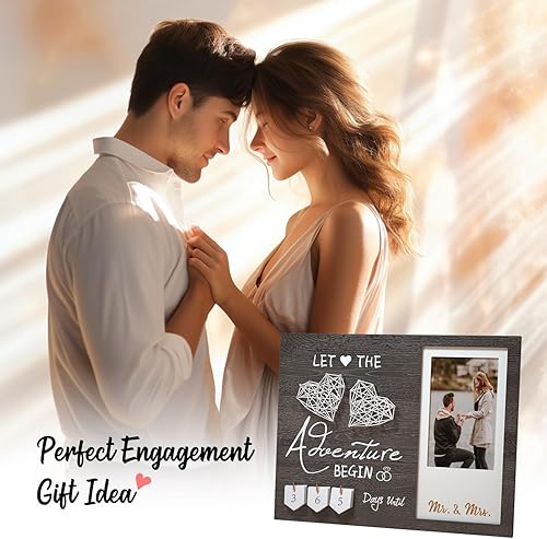 Miniatura 5 de Regalos de compromiso para parejas, marco de fotos de compromiso y kit de tinta de compromiso de cuenta regresiva de boda, regalo de novia, regalos