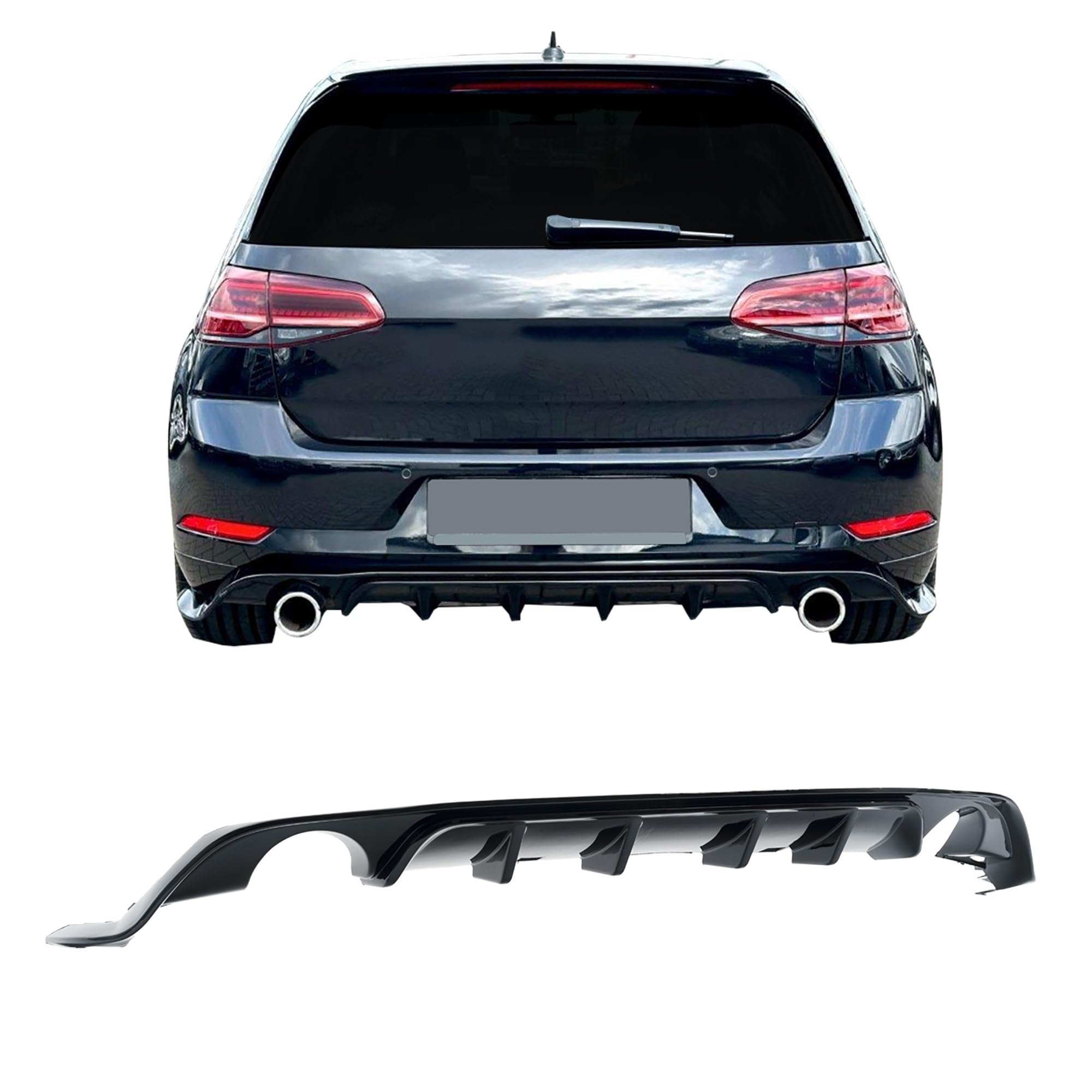 JOM 5G2805901 Heckdiffusor Heckansatz schwarz glänzend passend für Golf 7 Facelift, Bj.: 2017-2019 Sport Look