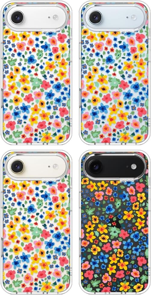 MOSNOVO for iPhone Air Case | Military Grade 6.6ft Drop Tested | Camera Control | Clear with Little Flowers Design - Image 3