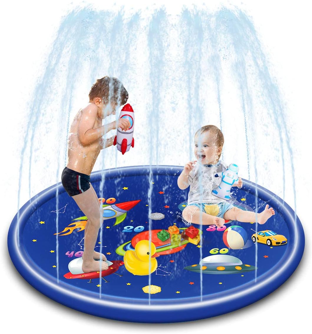 Sprinkler for Kids, Splash pad for Kid,Splash pad for Dogs,Inflatable Fountain Play Summer Cool Toys,86x78x12 inch Shark Pool Sprinklers.
