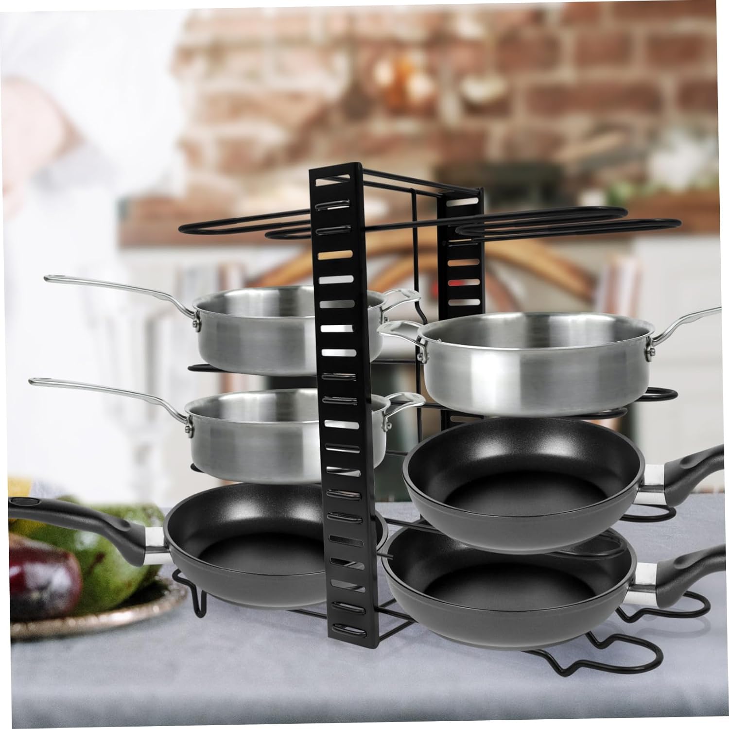 Multifunctional Kitchen Organizer Rack Metal Lid and Cutting Board Storage with Non-slip Design Space-saving Bakeware Holder for Cabinet and Countertop