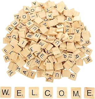 1000 Pcs Wooden Scrabble Tiles, A-Z Capital Scrabble Letters Tiles, 0.8"×0.7"×0.16" Letter Tiles for Crafts, Spelling, Scrabble Crossword Game, DIY