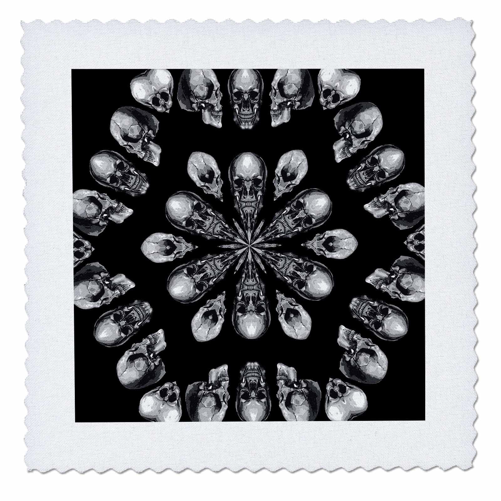 22x22 inch Quilt Square - A Death Hex Skull Vector Art Kaleidoscope Kaleidoscope - Skull Pattern