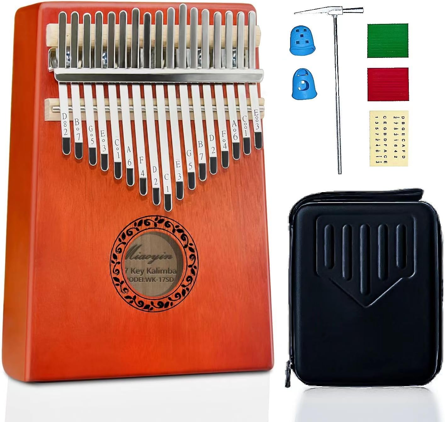 Kalimba 17 Keys Thumb Piano with Hard Case,Study Instruction and Tune Hammer, Portable Mbira Sanza African Wood Finger Piano, Gift for Kids Adult Beginners Professional (Red)