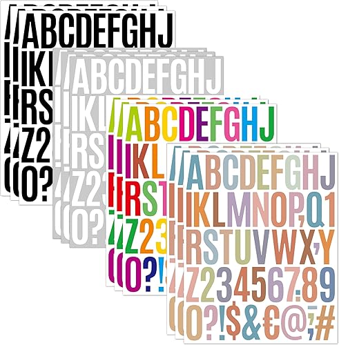 1040 calcomanías de letras de vinilo ABC adhesivas de 2 pulgadas, 12 + 2 hojas de vinilo coloridos del alfabeto para buzón, nombres de niños, 1040 calcomanías de letras de vinilo ABC adhesivas de 2 pulgadas, 12 + 2 hojas de vinilo coloridos del alfabeto para buzón, nombres de niños,