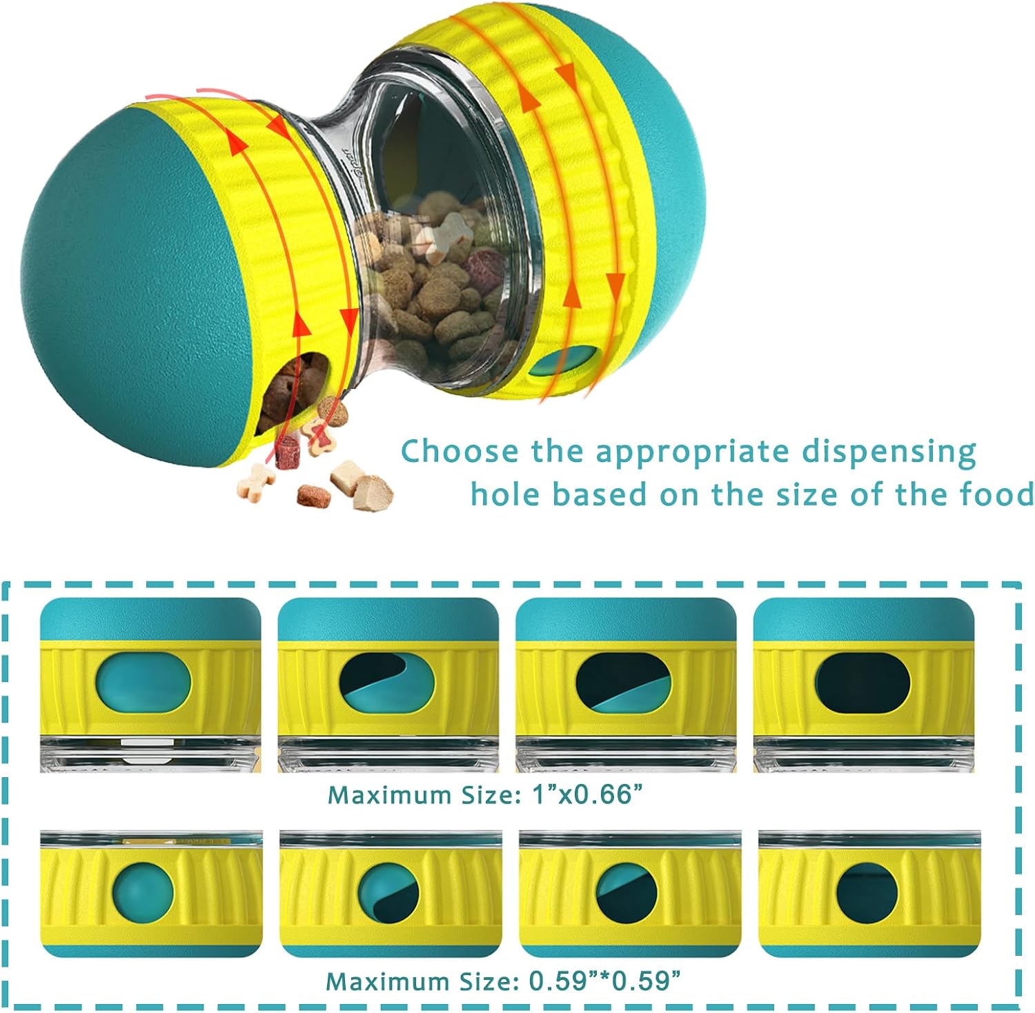 Dog Treat Ball, Adjustable Dispensing Interactive Toys Indestructible Puzzles Feeder Slow Feeding, Pet Cat Enrichment Toys, Dog Interactive Toy for Boredom Intelligence (Green)