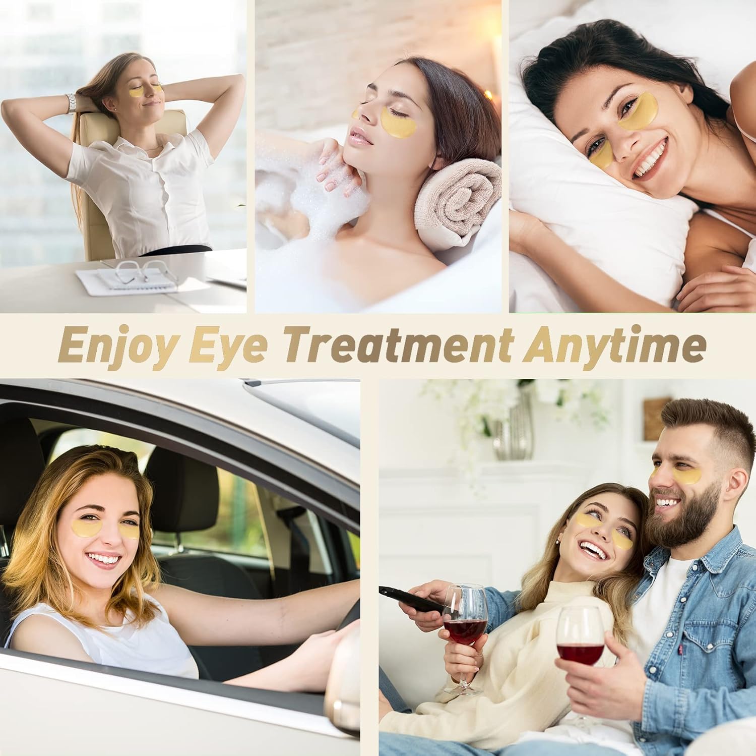 FENGOO Under Eye Patches - 24K Gold Eye Masks for Dark Circles and Puffiness, Eye Patches for Puffy Eyes, Anti-Aging Hyaluronic Acid Moisturizing Under Eye Mask Ordinary Skin Care Products (60 Pcs) : Beauty & Personal Care