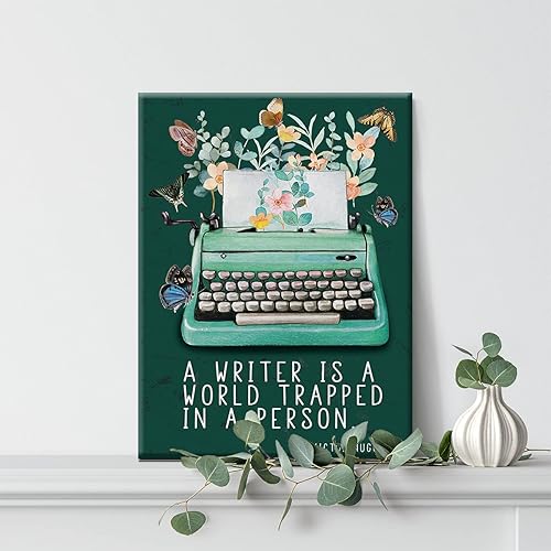 Miniatura 5 de Writer Wall Art a Writer is a World Trapped in a Person Lienzo impreso para decoración de pared del hogar, libros de lectura enmarcados (12 x 15