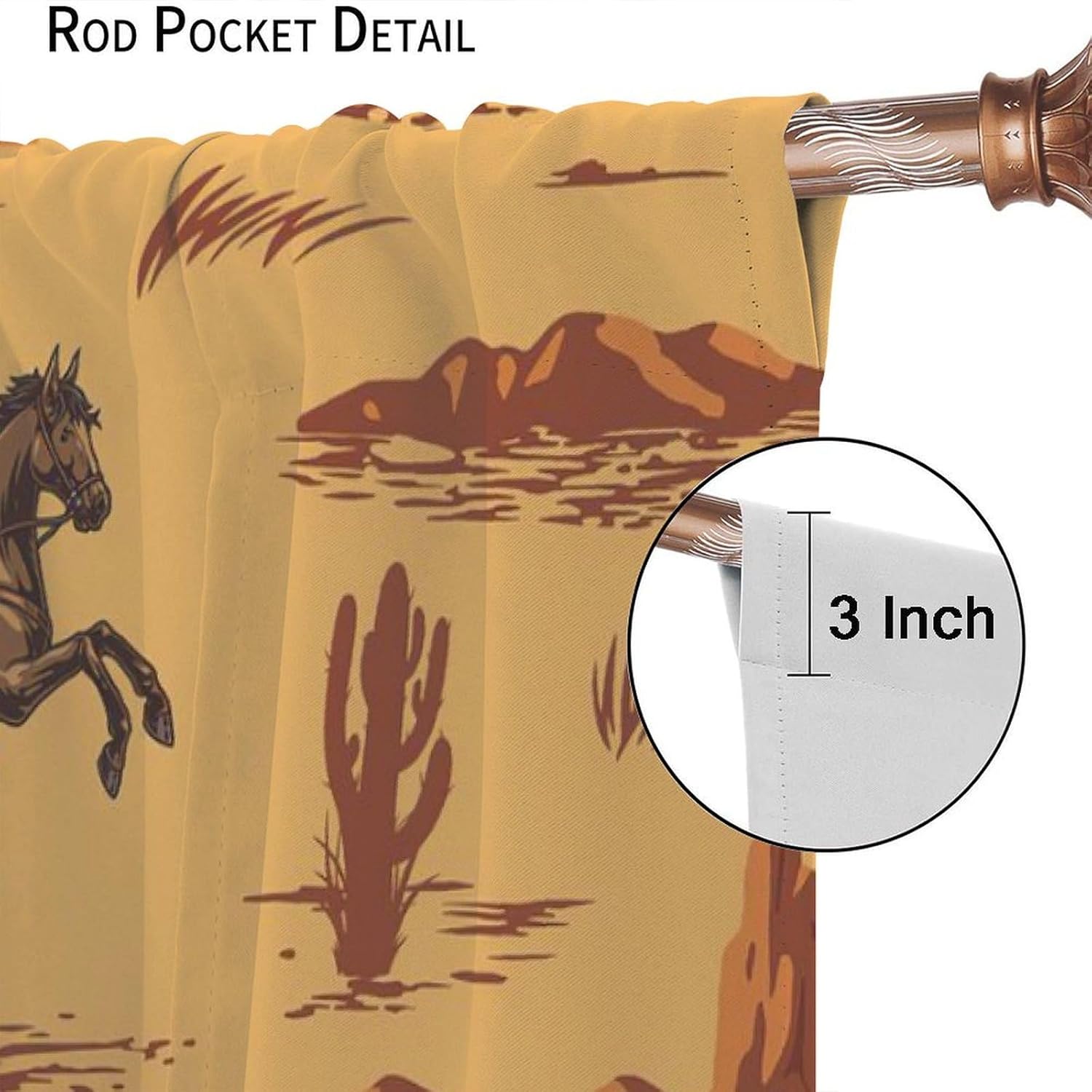 Western Cowboy Blackout Curtains, Western Cowboy Riding On Wild Tropical Cactus Window Treatments for Bedroom Living Room Kitchen