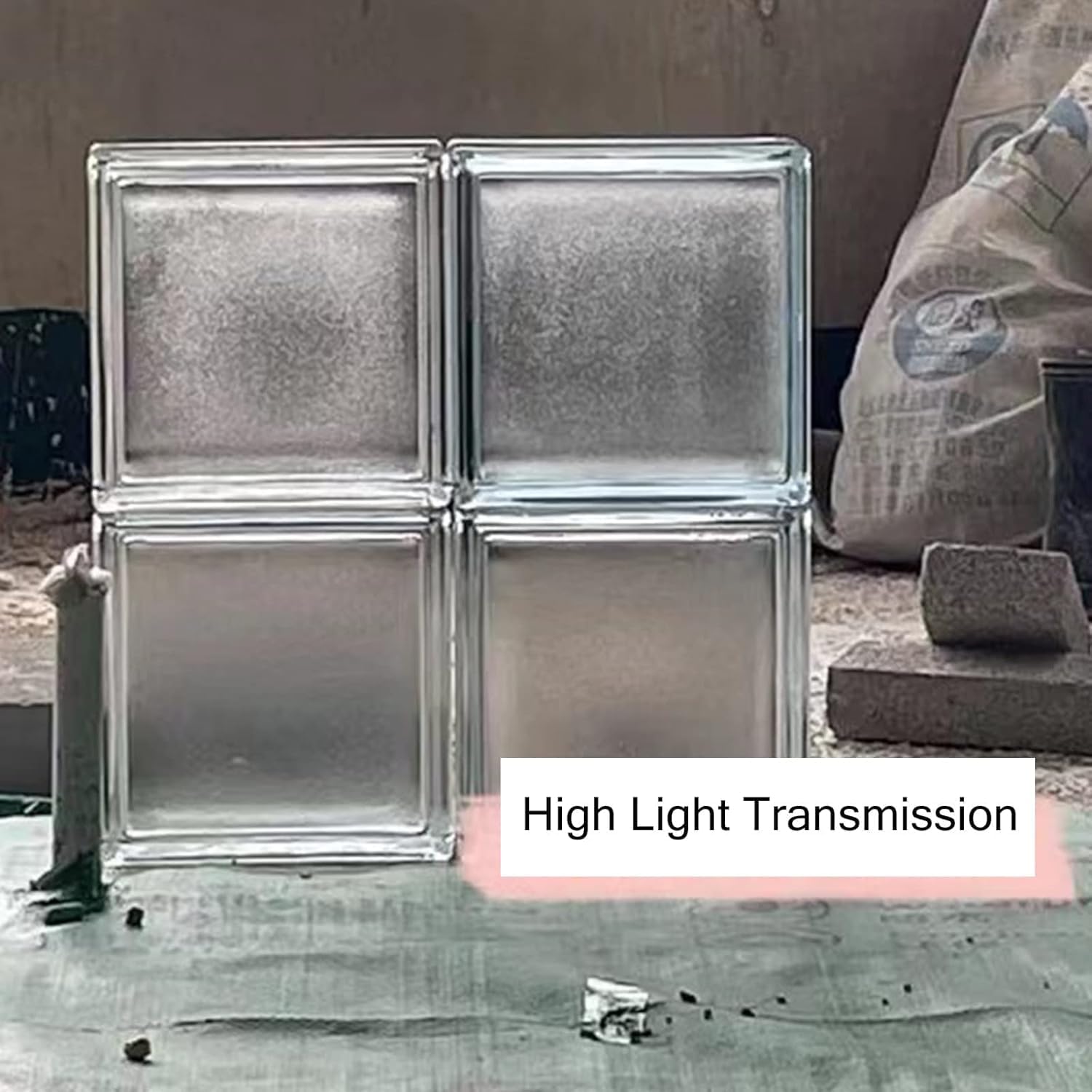 Square Hollow Glass Block Privacy Divider, Clear Glass Brick for Widow Art Studio Floor Wall Basemet Office At Home, 19x19x8cm(7.5x7.5x3in)
