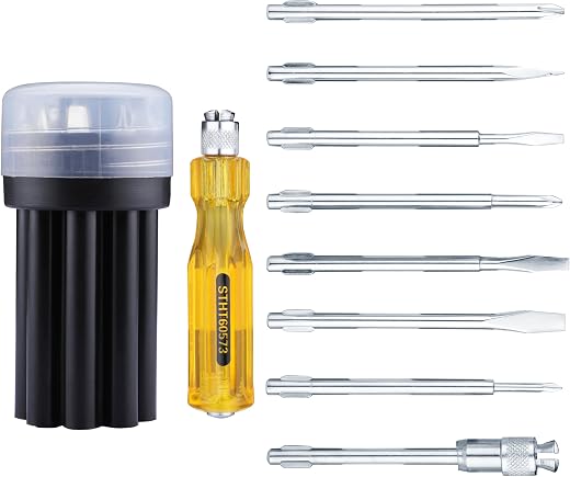 STANLEY STHT60573-8B 8 Pcs Screwdriver Set With 3 Phillips &amp; 3 Flat Tips, 1 Square Poker &amp; 1 Extension Blade- Multi-Purpos...