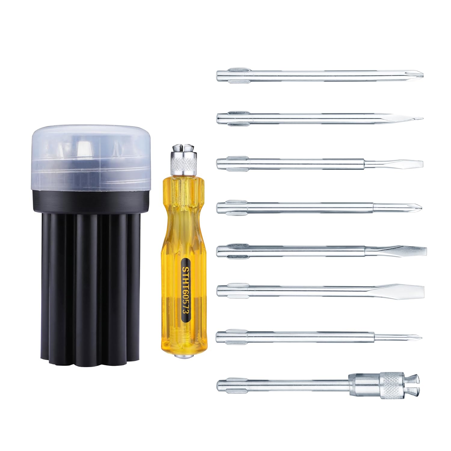 STANLEY STHT60573-8B 8 Pcs Screwdriver Set With 3 Phillips & 3 Flat Tips, 1 Square Poker & 1 Extension Blade- Multi-Purpos...
