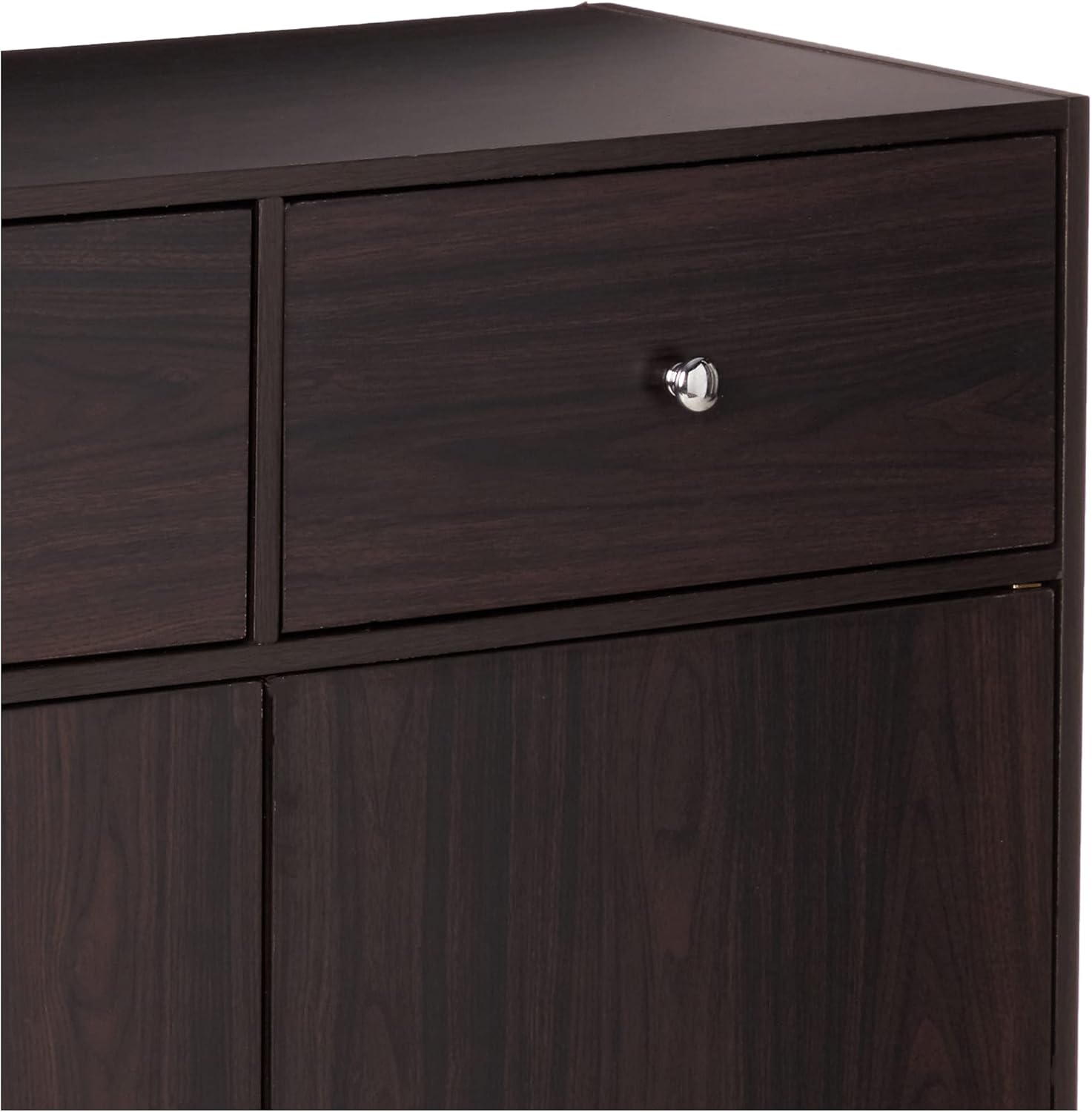 Close-up of the cabinet door handles