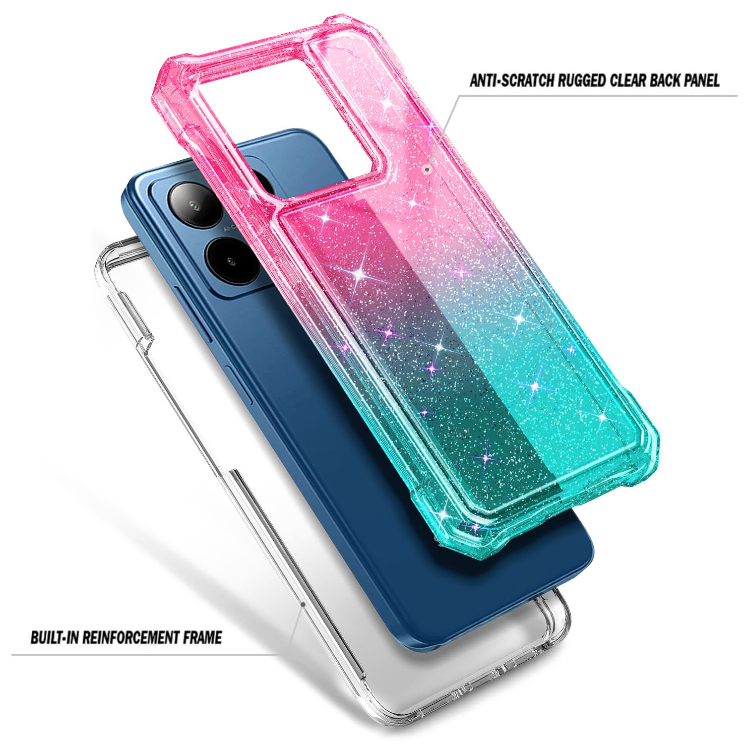 Amazon.com: WDHD Designed for Boost Summit 5G Case with [Tempered Glass  Screen Protector], Full-Body Protective Shockproof Rugged Bumper Cover  Phone Case for Boost Mobile Summit 5G (Glitter Pink/Aqua) : Cell Phones &