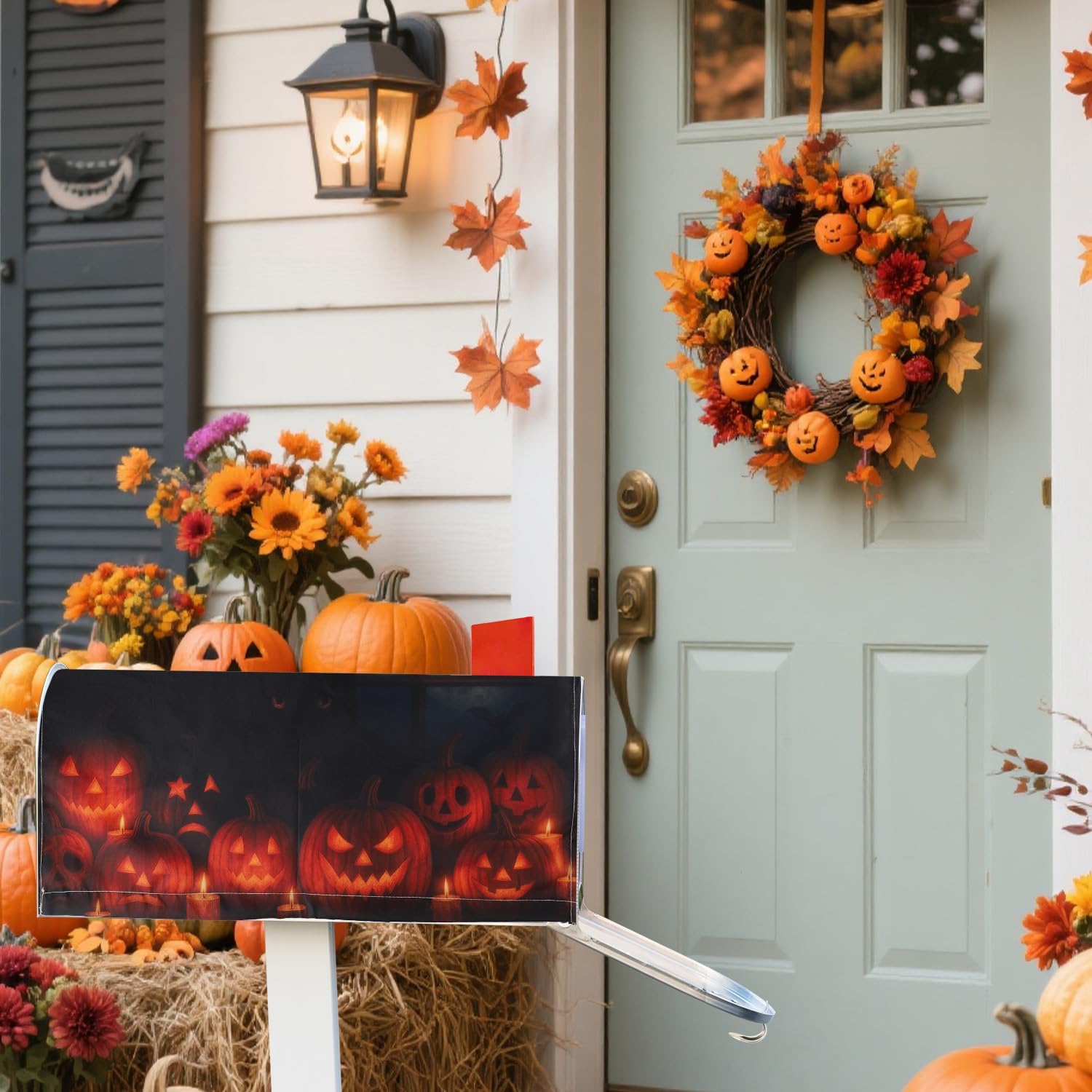 Halloween Magnetic Mailbox Cover, 20.9x18 Inch Black Cat Pumpkin Mailbox Cover Magnet Spooky Fall Post Box Wraps Standard Size for Outdoor Garden Yard Decoration Decor (Black Cat)