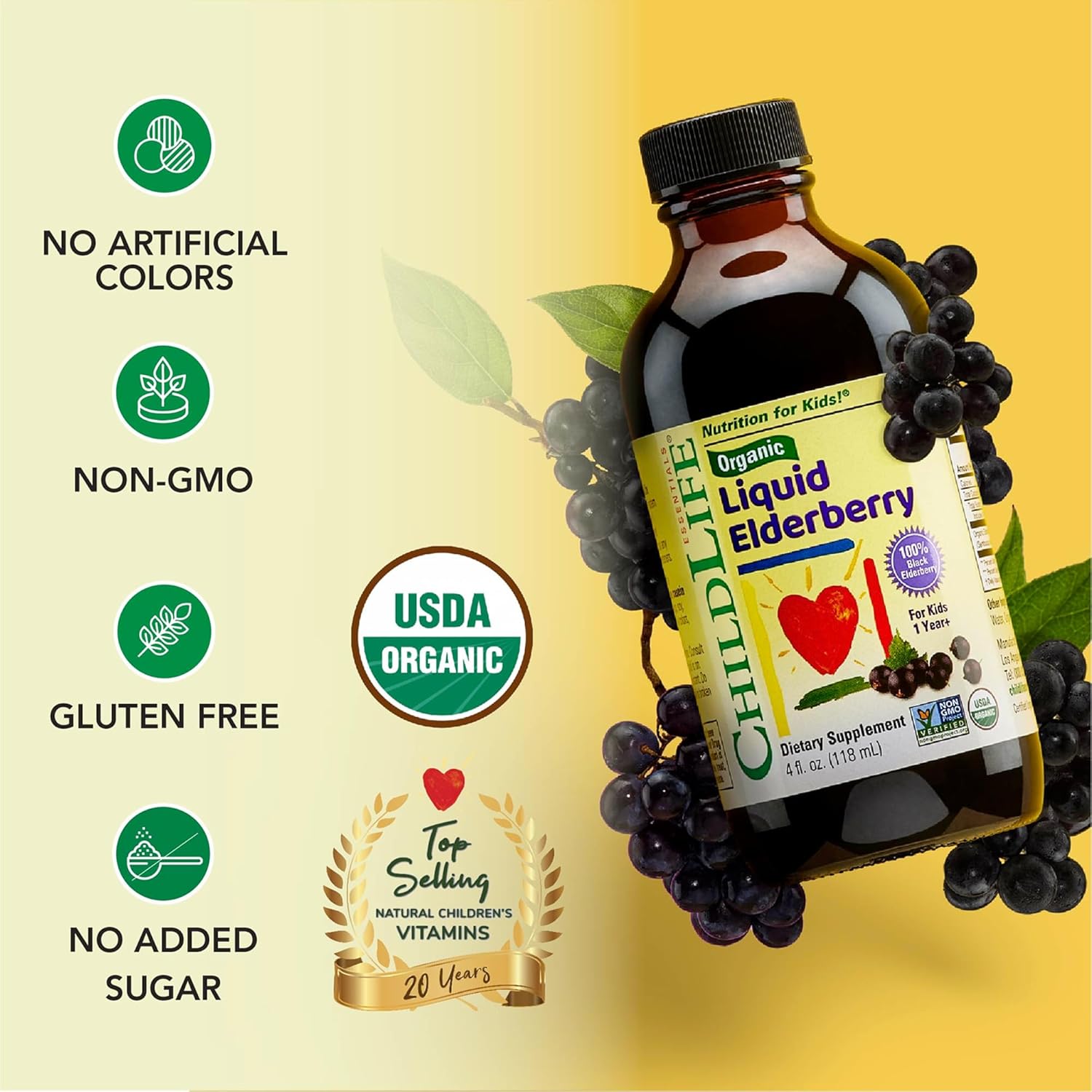 CHILDLIFE Essentials Organic Elderberry Syrup for Kids - Liquid Elderberry for Toddlers, Elderberry Extract Drops, Tincture for Babies, Toddlers, Children - 4 Fl Oz - Image 4
