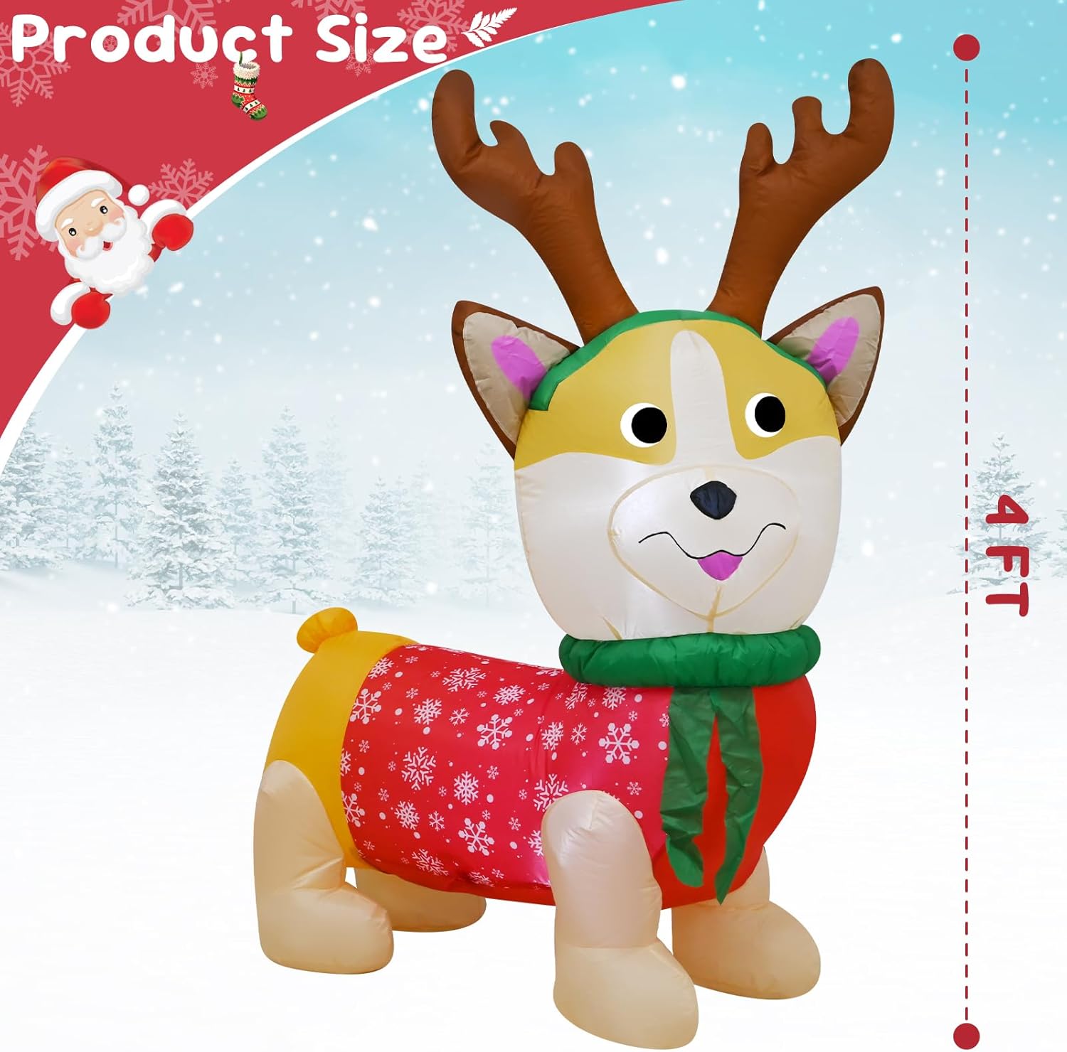 TRMESIA 4 FT Christmas Inflatable Decoration Reindeer, with LED Lights Christmas Indoor Outdoor Decor,Garden Yard Lawn Holiday Blow up Xmas Decoration for Seasonal Joy - Image 2